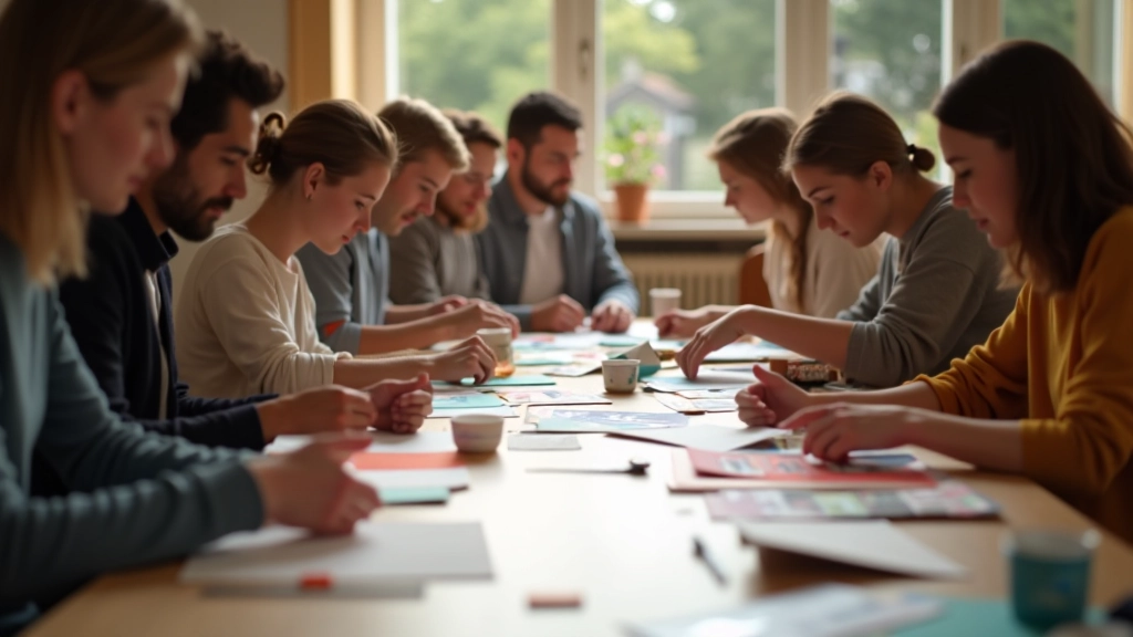 Visiebord workshop in actie met deelnemers die werken aan hun persoonlijke visiekaarten
